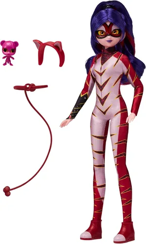 Miniatura 3 de Muñeca de moda Miraculous Ladybug y Gato Noir Muñeca articulada de 26 cm con accesorios Kwami Figurina Púrpura Tigresa Muñecas Bandai