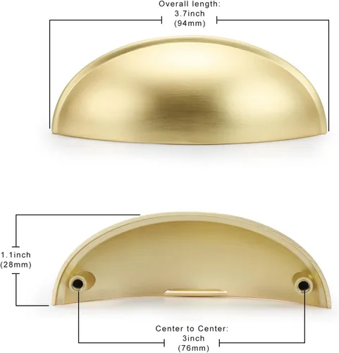 Miniatura 2 de goldenwarm Jaladeras de latón para gabinetes y cajones de cocina LS0313BB76 Jaladeras sólidas para cajones y gabinetes de cocina, 3 pulgadas