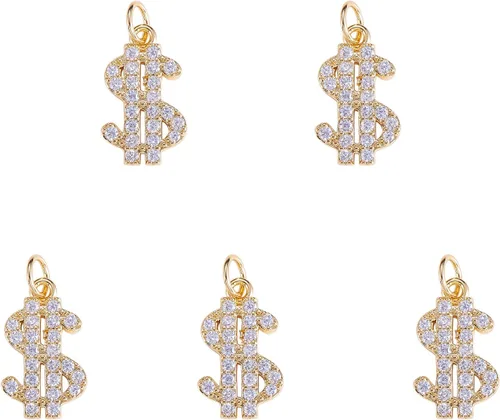 Miniatura 11 de Airssory 10 dijes de cruz diminutas de 0.492 x 0.354 in, latón chapado en oro, de metal, delicados, minimalistas, simples colgantes para fe