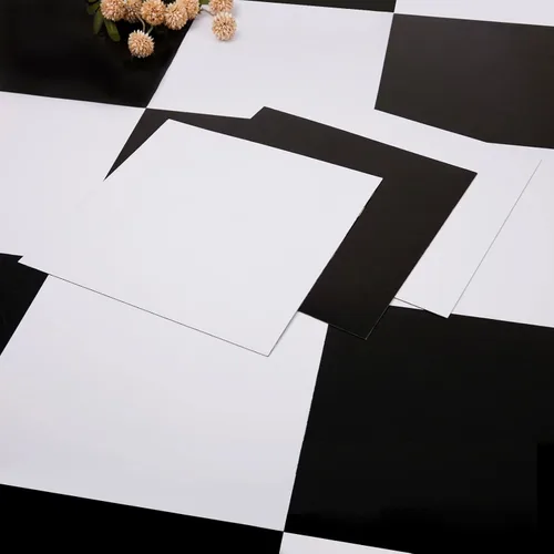 Miniatura 10 de Alow Azulejos autoadhesivos para despegar y pegar, 20 piezas en blanco y negro, suelo de vinilo impermeable, suelo de vinilo fácil de colocar