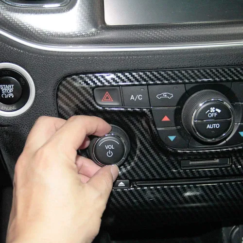Miniatura 3 de Crosselec - Cubierta de panel de control central de fibra de carbono para aire acondicionado para Dodge Charger 2011-2014