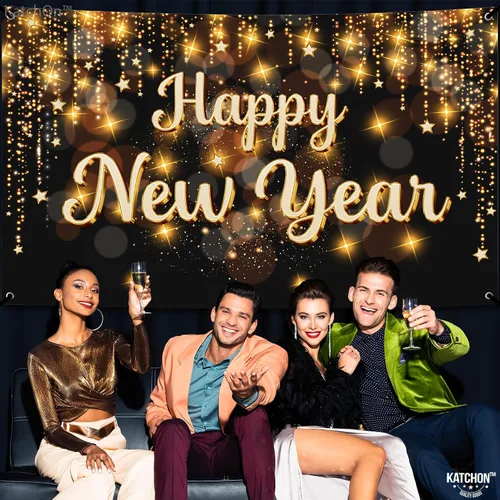 Miniatura 5 de KatchOn, Banner de Feliz Año Nuevo 2026 - XtraLarge 72x44 Pulgadas Telón de Fondo de Feliz Año Nuevo para Decoraciones de Año Nuevo 2026 Banner