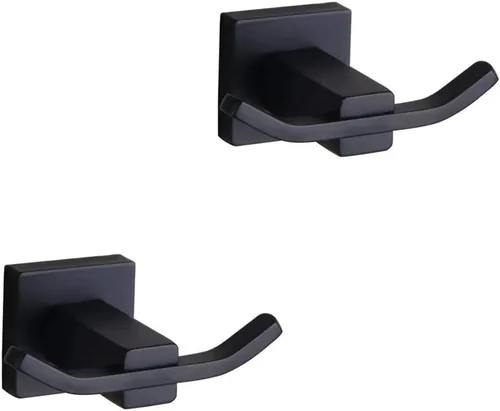 GERZWY Gancho para ropa de baño, color negro mate, SUS 304, acero inoxidable, doble toalla/bata, gancho para ropa para baño, cocina, estilo hotelero