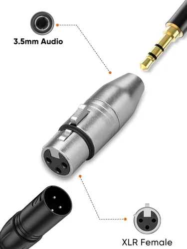 Miniatura 2 de CableCreation Adaptador hembra de 0.138 in a XLR 2 piezas, convertidor de audio estéreo X LR a 1/8 pulgadas, conector estéreo TRS hembra de 1/8
