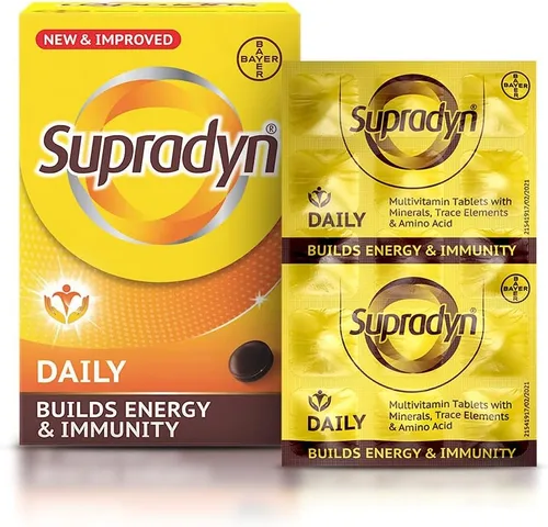 SupradynS - Tabletas multivitamínicas diarias para hombres y mujeres con zinc esencial, 12 vitaminas, 5 oligoelementos para inmunidad diaria y