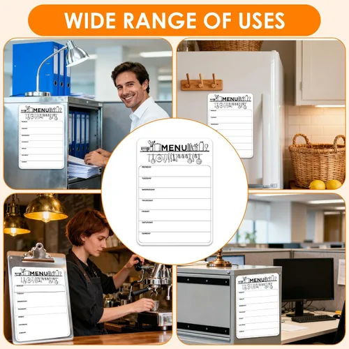 Miniatura 5 de Planificador semanal magnético de comidas para refrigerador, tablero de menú de borrado en seco de 8 x 12 pulgadas, pizarra blanca resistente a
