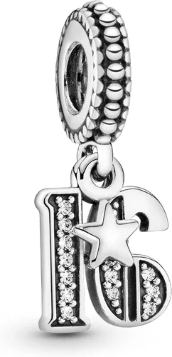 PANDORA Jewelry - Dije de circonita cúbica de 16 años de amor en plata de ley Metal Circonita cúbica