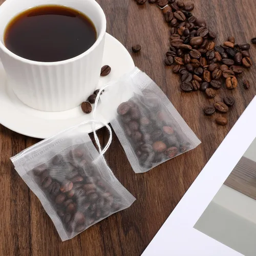 Miniatura 3 de 100 bolsas de té vacías desechables, bolsas de té sueltas para té de hojas sueltas, bolsas de té de malla reutilizables con cordón para café