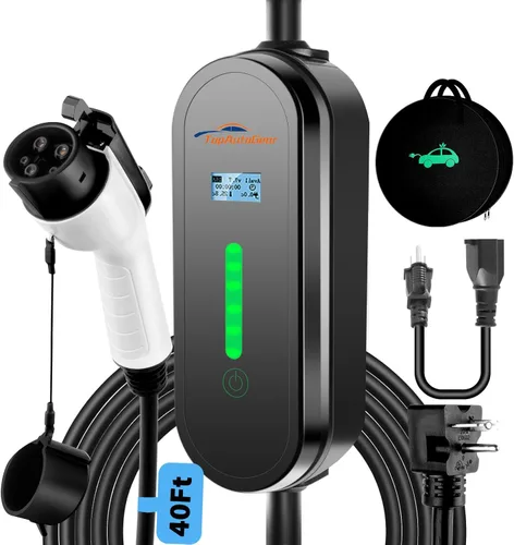 Miniatura 9 de Cargador de vehículo eléctrico de nivel 1 y nivel 2, cargador de coche eléctrico portátil SAE J1772 de 16 amperios 110-240 V, corriente ajustable