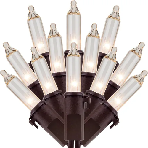 Miniatura 7 de 200 luces de Navidad naranjas, paquete de 2 hebras de 100 luces, 33 pies de cable marrón, luces de cadena de Halloween con certificación UL (naranja)