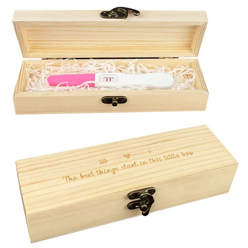 Blinking Stars Caja de recuerdos de prueba de embarazo, anuncios sorpresa de embarazo para abuelos, papá, tía y tío, caja de madera para bebé