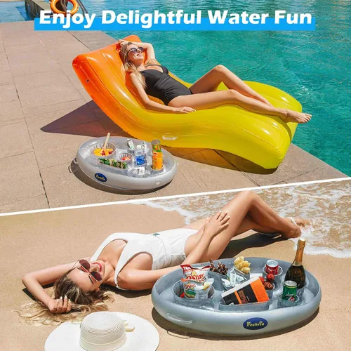 Miniatura 5 de Inflatable Pool Drink Holder with Large Capacity, Floating Drink Float for Hot Tub, Pool, Beach & Party - Holds Drinks, Phones & Snacks, Easy