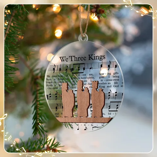 Miniatura 3 de CroBlissful Paquete de 24 Adornos de Escena de la Natividad Navideña Regalos a Granel de Madera Transparente Historia de la Natividad Música Adornos