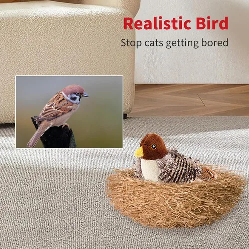 Miniatura 6 de PETGEEK Gigwi - Juguete de pájaro simulado para gatos, pájaro falso para gatos de interior, juguetes para gatos de interior, juguetes de melodía
