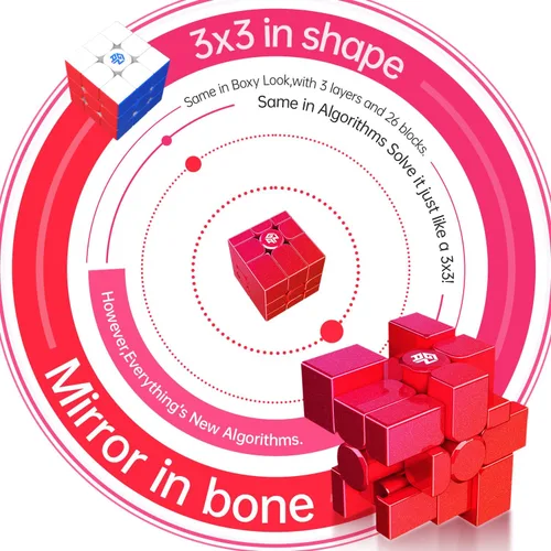 Miniatura 4 de GAN MirrorM - Cubo magnético con recubrimiento UV, 3x3x3, 48 imanes con purpurina y destellos, cubo de velocidad de espejo, rompecabezas, juguetes