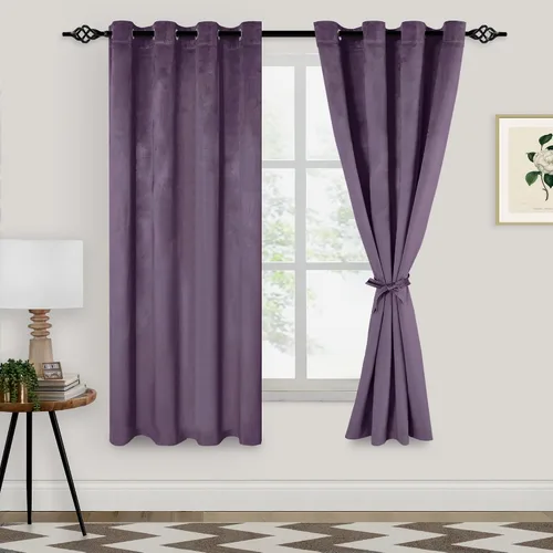 Miniatura 35 de XWZO Cortinas de terciopelo azul de 63 pulgadas de largo, elegantes cortinas de lujo suaves para sala de estar, aislamiento térmico, oscurecimiento