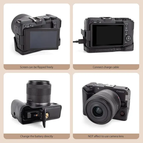 Miniatura 3 de MUZIRI KINOKOO Funda para cámara Canon EOS R50 V, cubierta protectora de cuero PU para cámara digital EOS R50 V/R50V con lente RF-S14-1.181 in