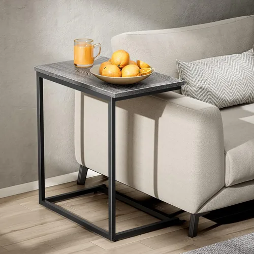 Miniatura 11 de Pipishell - Mesa auxiliar en forma de C de 27 pulgadas de alto, mesa lateral para sofá deslizable debajo, mesa de sofá en forma de C para sala