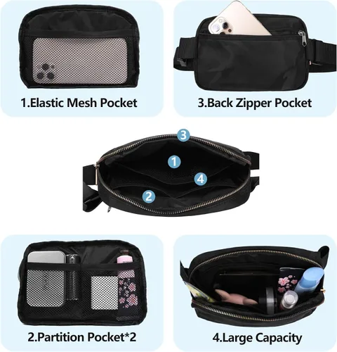 Miniatura 159 de Riñonera cruzada para mujeres y hombres, bolsa para cinturón para senderismo con correa ajustable, riñonera para correr, entrenamiento, deportes