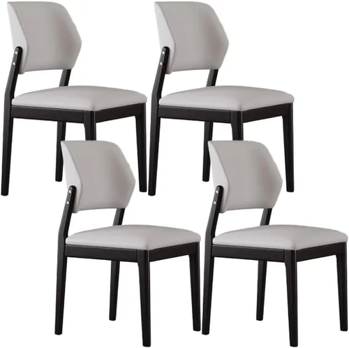 Miniatura 19 de YVYKFZD Wooden Dining Chairs Set, Leather Dining Room Chair, Upholstered Kitchen Chairs with Curved Backrest, Armless Living Room Chair, for Bedroom