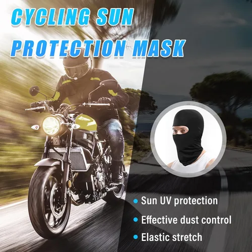 Miniatura 4 de Kewucn Pasamontañas de esquí de cara completa, protección contra los rayos UV y el viento, máscara facial para clima caluroso de verano, Negro