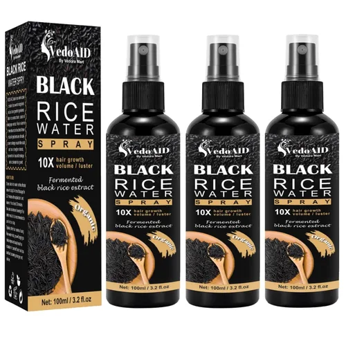 Miniatura 11 de Spray de agua de arroz negro para el crecimiento del cabello, suero orgánico para el cabello con aceite de ricino y raíz de jengibre, fortalece