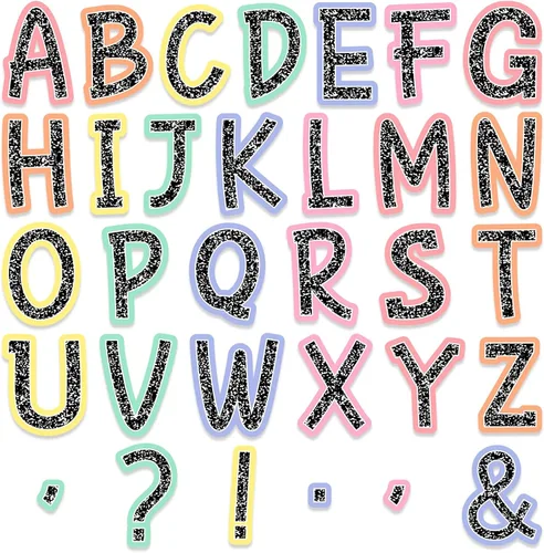 Miniatura 19 de Juego de 150 letras grandes de 6 pulgadas para tablón de anuncios, letras recortadas del alfabeto de aula negras para exhibición en tablón