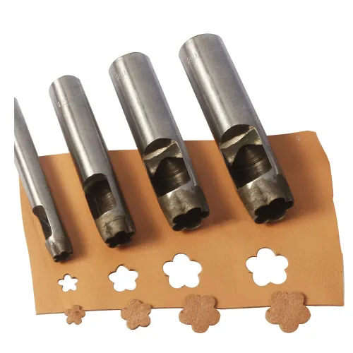 Miniatura 8 de Junetree Juego de 4 perforadores de cuero para manualidades de 0.197-0.394 in con forma de estrella de cinco puntas para cinturón, reloj, banda de 5