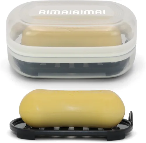 Miniatura 17 de AIMAIAIMAI Estuche de viaje para dos barras de champú – Compatible con barras de champú y acondicionador sólido Kitsch, contenedor grande de jabón