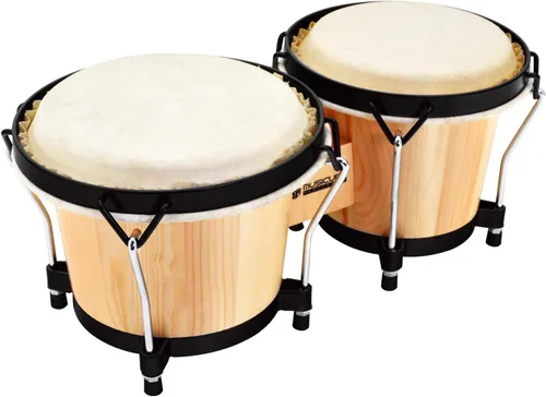 Miniatura 8 de Juego de Bongós MUSICUBE 4” y 5” para adultos, niños, principiantes y profesionales, tambor de madera y metal con llave de afinación Madera y metal
