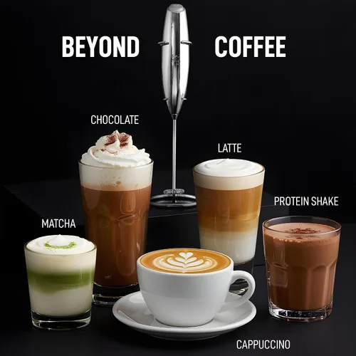 Miniatura 554 de Zulay Milk Boss Espumador de leche potente manual, hace espuma para latte, batidor para mezclar bebidas, café, miniespumador para capuchino, frappé
