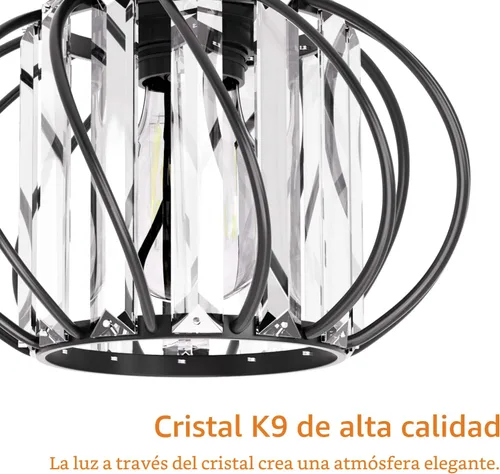 Miniatura 2 de FRIDEKO HOME Paquete de 2 Luces de Techo Semi Empotradas - Pequeña Lámpara de Araña de Cristal para Pasillo con Jaula de Metal Negro, Accesorio