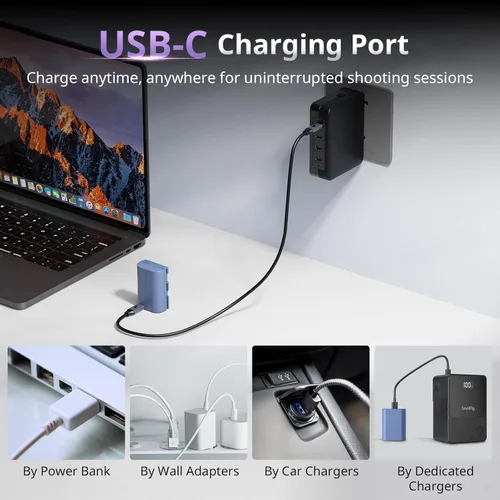 Miniatura 5 de SMALLRIG Batería LP-E6P, batería USB-C de 2520 mAh para Canon EOS R6V, R6 Mark III/II, R5 Mark II, C50, R5, R6, R7, 5D Mark II, 5D Mark Azul