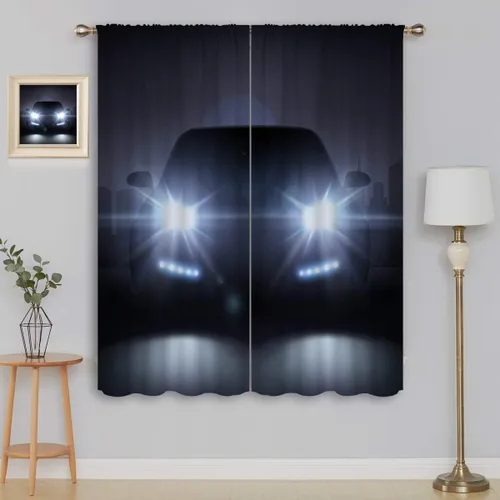 Cortinas opacas para automóvil para niños y niñas, decoración de oscurecimiento de habitación, automóviles negros modernos en la oscuridad con