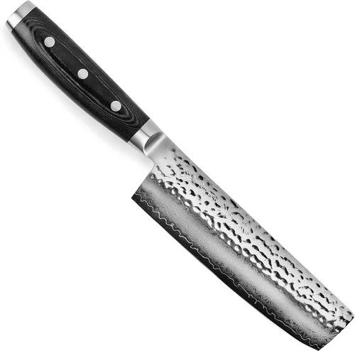 Enso Cuchillo Nakiri - Fabricado en Japón - Serie HD - VG10 Hammered Damasco Acero inoxidable japonés - 6.5"