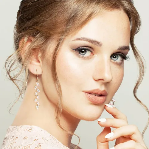 Miniatura 2 de Aretes de hoja hechos a mano con cristal, aretes colgantes de boda para novias y damas de honor, regalo para mujeres