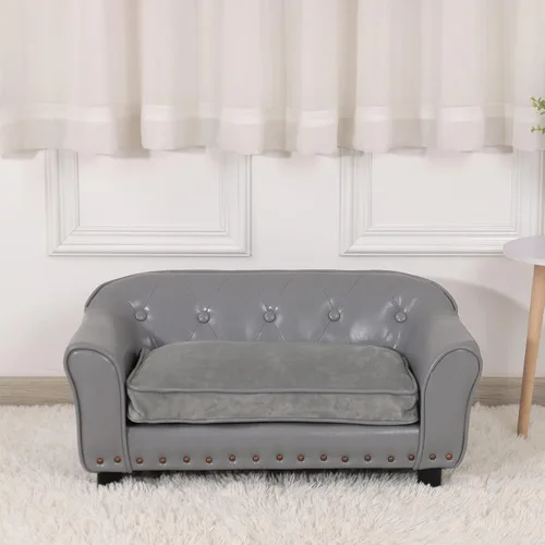 Miniatura 6 de Sofá para perros, cama para cachorros, sofá para gatos, sofá para mascotas, silla para perros, cama pequeña para mascotas, con clavos de cobre y Gris