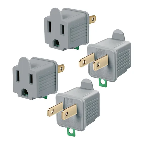 Miniatura 9 de TENINYU Adaptador con tierra de 3 puntas a 2 puntas - Convertidor de toma de 3 puntas a 2 puntas para cable eléctrico, hogar, talleres, industrial