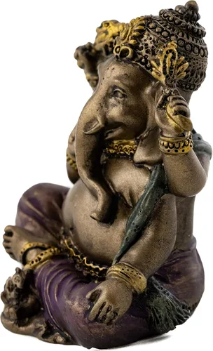 Miniatura 2 de Top Collection Mini estatua de Ganesh – Escultura del Señor del Éxito de Ganesha en bronce fundido en frío de alta calidad con detalles