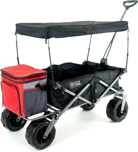 Miniatura 8 de Cochecito creativo para exteriores, carrito de playa XXL Deluxe con toldo, carrito plegable plegable y portátil, soporta hasta 200 libras