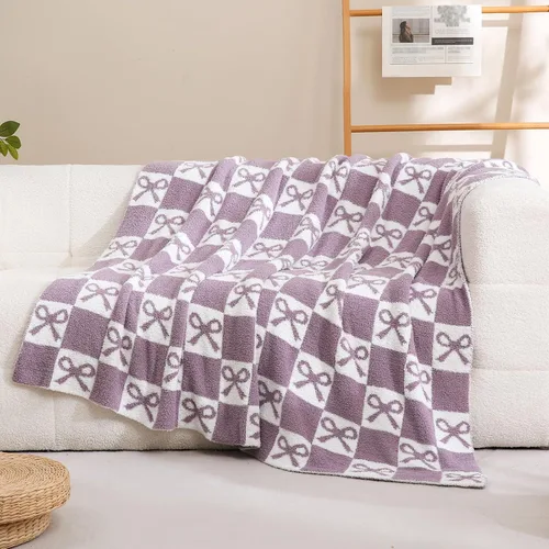 Miniatura 18 de YIRUIO Manta de ajedrez a cuadros, esponjosa, cálida, cómoda, reversible, súper suave y acogedora para decoración del hogar, cama, sofá, sala de Rojo