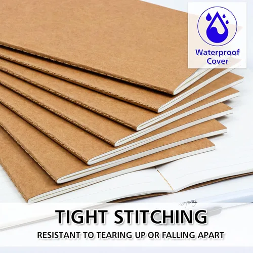 Miniatura 4 de feela Paquete de 15 cuadernos de papel kraft A5, 60 páginas rayadas en blanco, diario de viaje a granel, cuadernos de tapa suave para mujeres