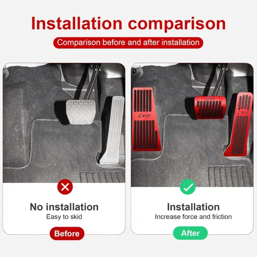 Miniatura 4 de BOYUER Juego de 3 almohadillas antideslizantes para pedal de acelerador de gas de freno de aluminio sin taladrar para Mazda CX-5 2013-2025 (rojo)