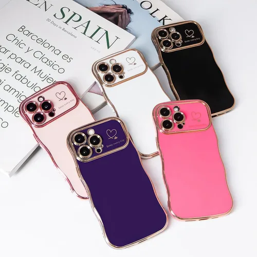 Miniatura 7 de IAIYOXI Funda para iPhone 11 para mujeres y niñas, bonito diseño ondulado con forma rizada, patrón de corazón, protección de cámara elevada, chapado