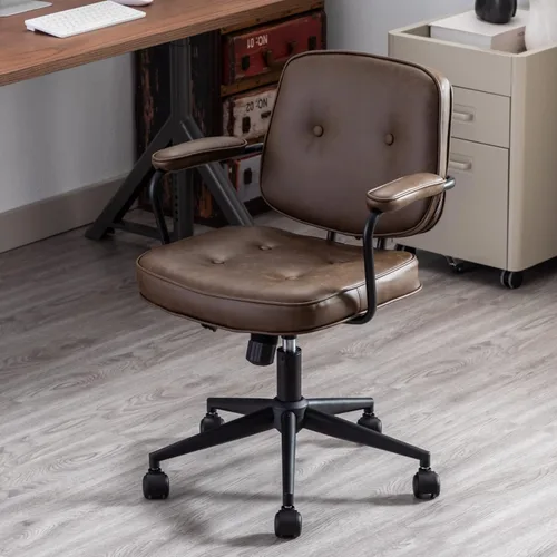 Miniatura 10 de HEAH-YO Juego de 1 sillas de escritorio modernas sin brazos, silla giratoria para computadora con ruedas y reposabrazos, silla de oficina ajustable