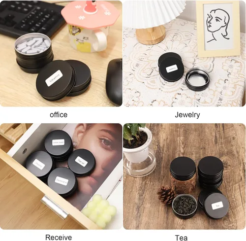 Miniatura 5 de OBKJJ 48 latas redondas de aluminio con tapa, latas de metal de 2 onzas, recipientes para velas de alimentos con tapas de rosca para manualidades