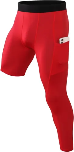 Miniatura 51 de Pantalones de compresión de 3/4 de una pierna para hombre, mallas de baloncesto atléticas para correr, leggings deportivos de capa base capri