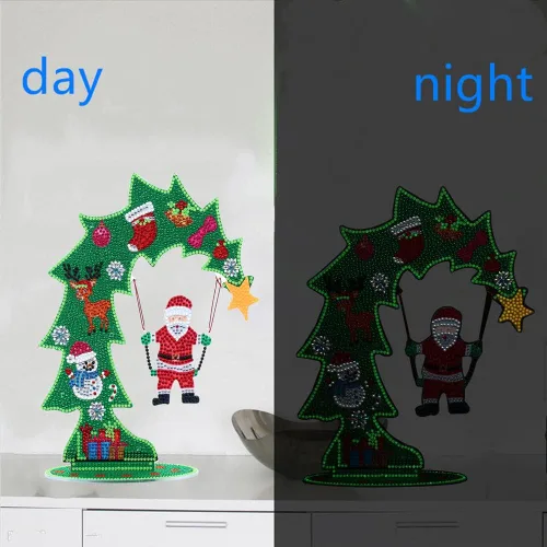 Miniatura 3 de YEESAM Art Kit de pintura de diamantes de imitación para árbol de Navidad, luminoso, árbol de Navidad y mesa de Papá Noel, 10.6 pulgadas, decoración