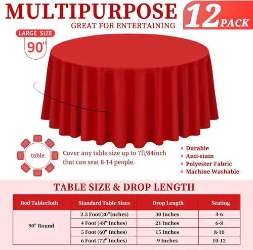 Miniatura 234 de Showgeous Paquete de 4 manteles redondos color rosa intenso de 120 pulgadas de poliéster para mesas redondas, manteles de tela decorativa lavable
