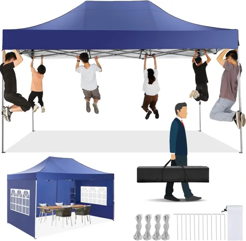 Miniatura 35 de COBIZI Tienda de campaña desplegable resistente de 10 x 10 pies con 4 paredes laterales, marco grueso, tiendas comerciales fáciles de instalar al